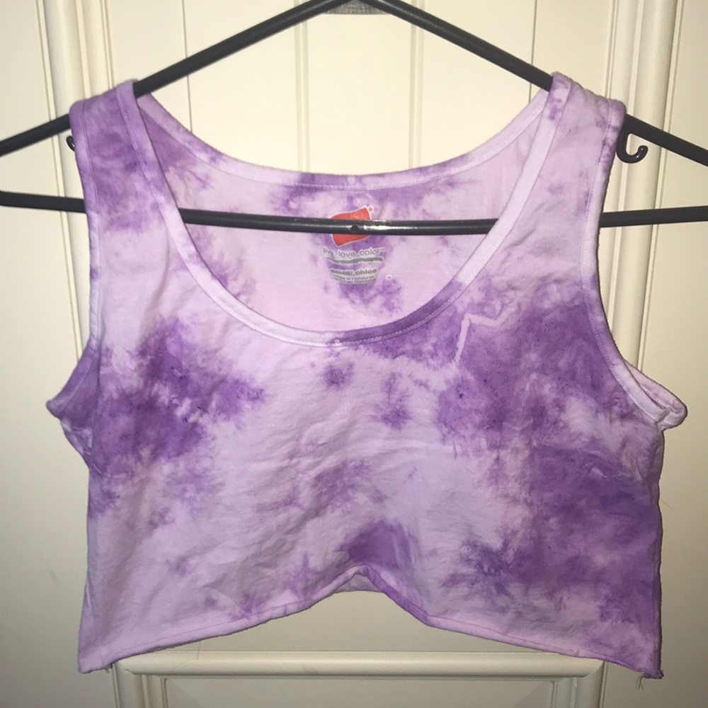 purple tie dye cropped tank top